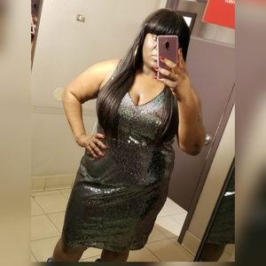 Blu Sage Sequin Midi Dress Sleeveless Plus Size